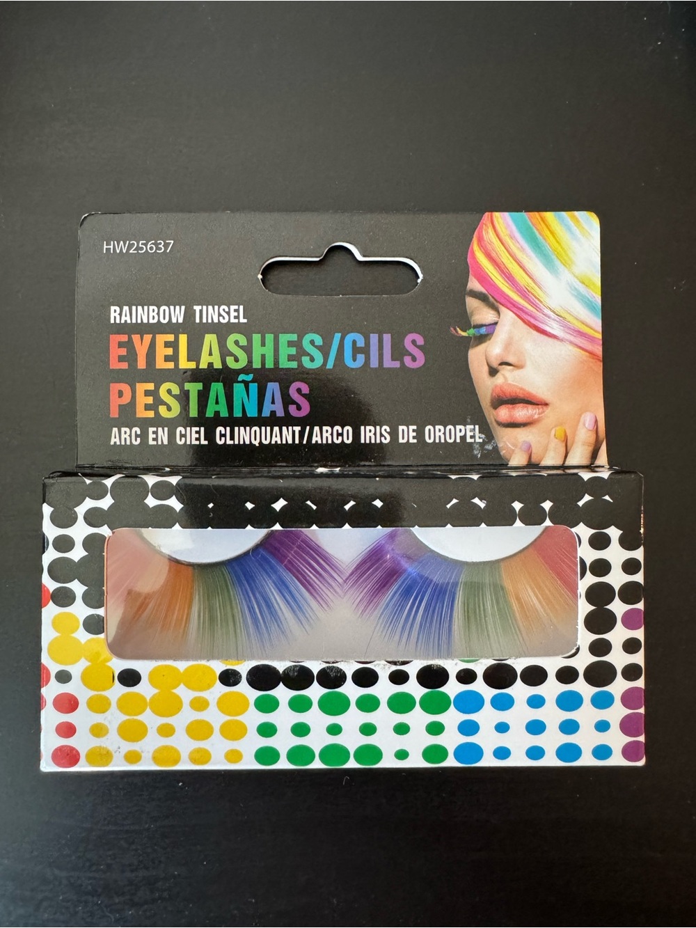 Rainbow Tinsel False Eyelashes Strip Set NIB Pride Festival Party Makeup